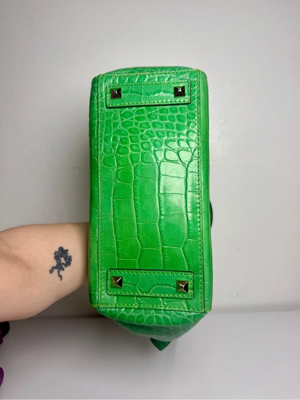 Kate spade Green Croc-Embossed Leather Tote Handbag